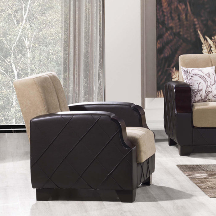 Ottomanson Molina Collection Upholstered Convertible Armchair with Storage