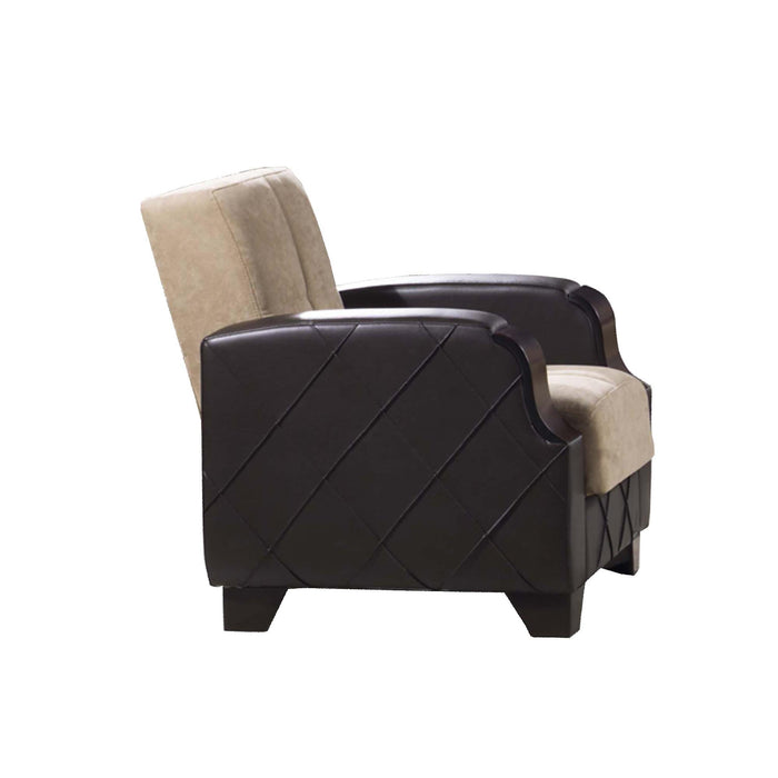 Ottomanson Molina Collection Upholstered Convertible Armchair with Storage