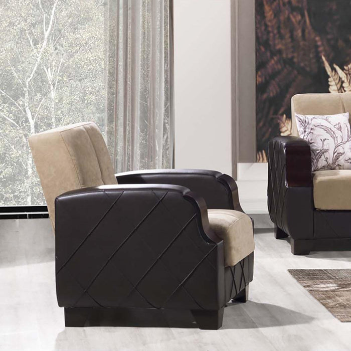Ottomanson Molina Collection Upholstered Convertible Armchair with Storage