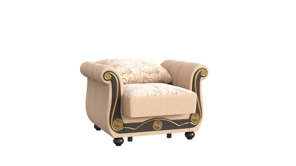 Ottomanson Americana Collection Upholstered Convertible Armchair with Storage