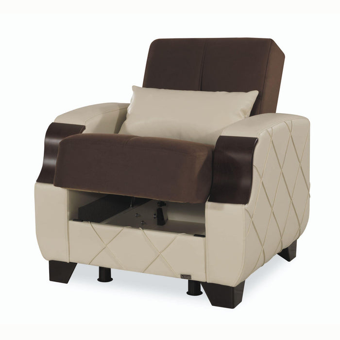 Ottomanson Molina Collection Upholstered Convertible Armchair with Storage