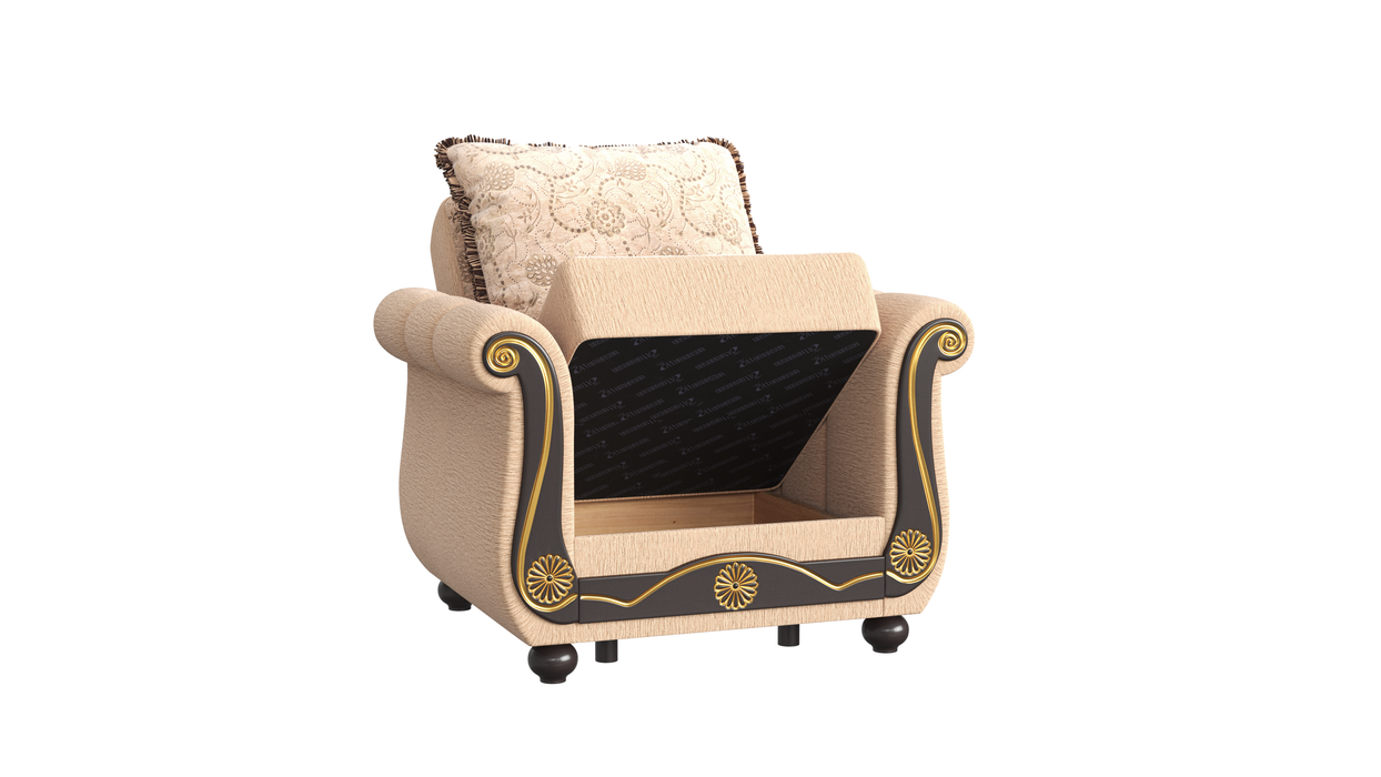 Ottomanson Americana Collection Upholstered Convertible Armchair with Storage