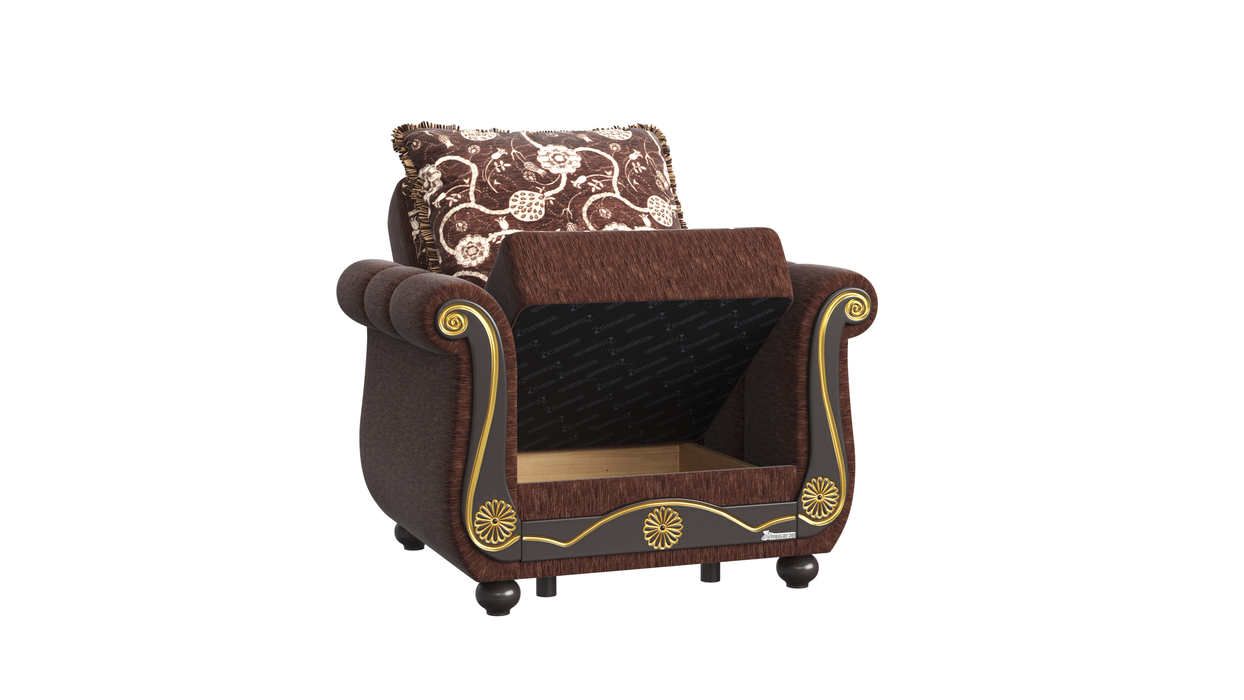 Ottomanson Americana Collection Upholstered Convertible Armchair with Storage
