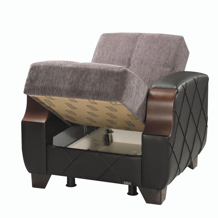 Ottomanson Molina Collection Upholstered Convertible Armchair with Storage