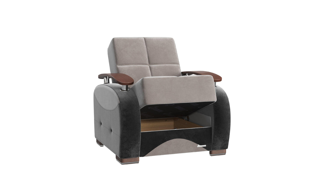 Ottomanson Yafah Collection Upholstered Convertible Armchair with Storage