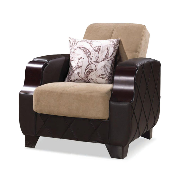 Ottomanson Molina Collection Upholstered Convertible Armchair with Storage