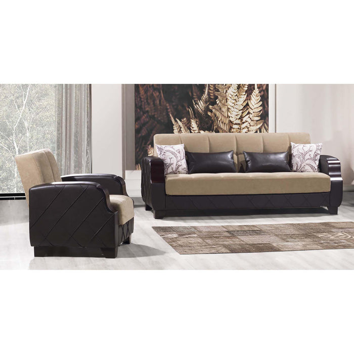 Ottomanson Molina Collection Upholstered Convertible Armchair with Storage