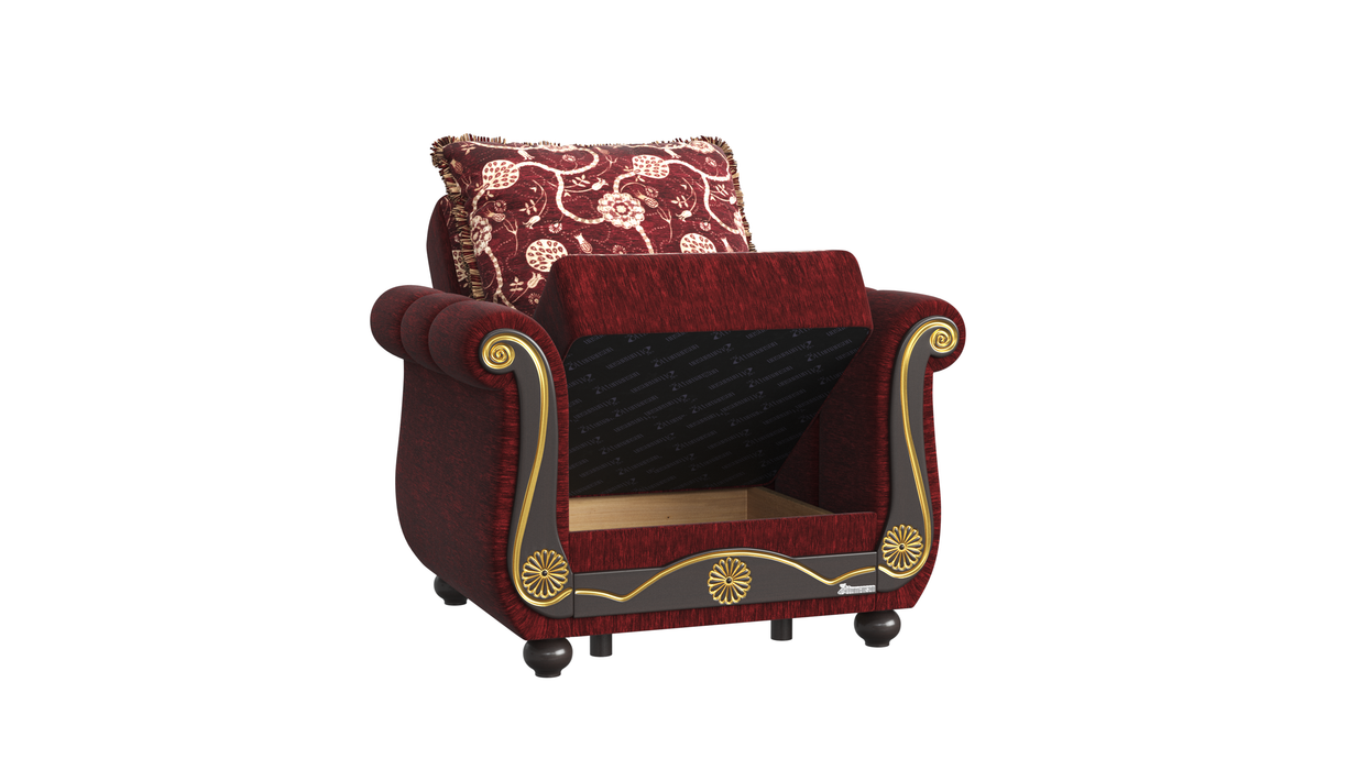 Ottomanson Americana Collection Upholstered Convertible Armchair with Storage
