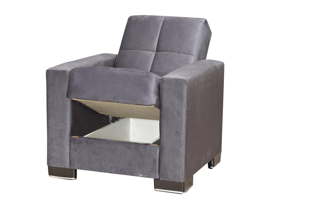 Ottomanson Armada Collection Upholstered Convertible Armchair with Storage