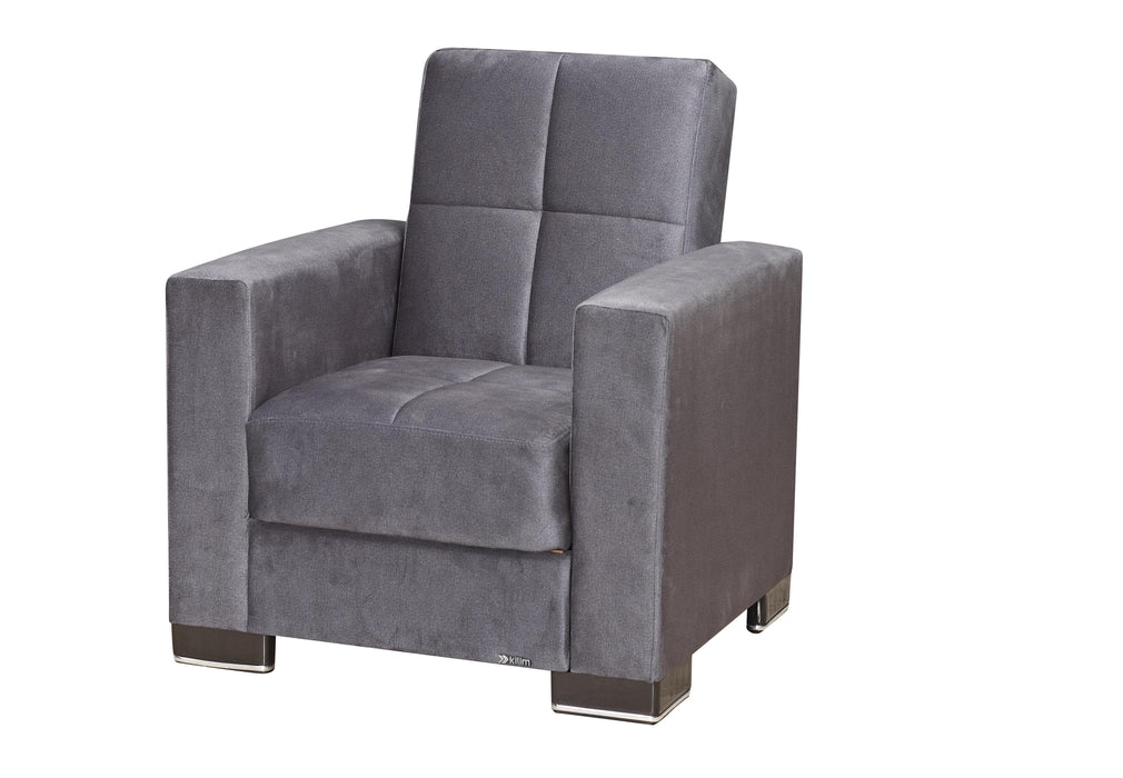 Ottomanson Armada Collection Upholstered Convertible Armchair with Storage