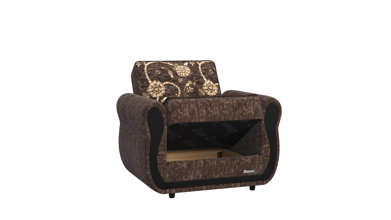 Ottomanson Havana Collection Upholstered Convertible Armchair with Storage
