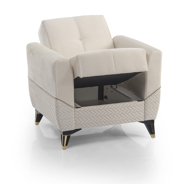 Ottomanson Samba Collection Upholstered Convertible Armchair with Storage