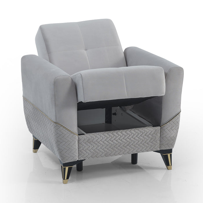 Ottomanson Samba Collection Upholstered Convertible Armchair with Storage