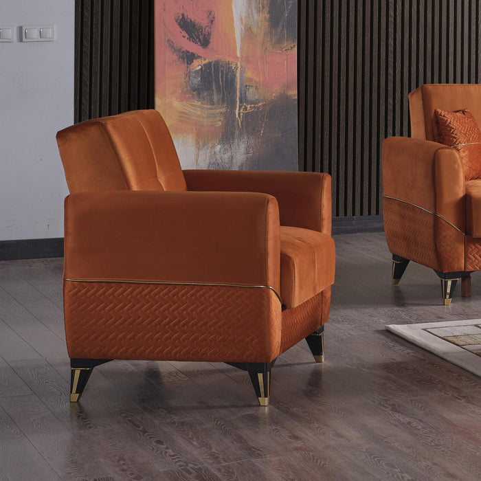 Ottomanson Samba Collection Upholstered Convertible Armchair with Storage