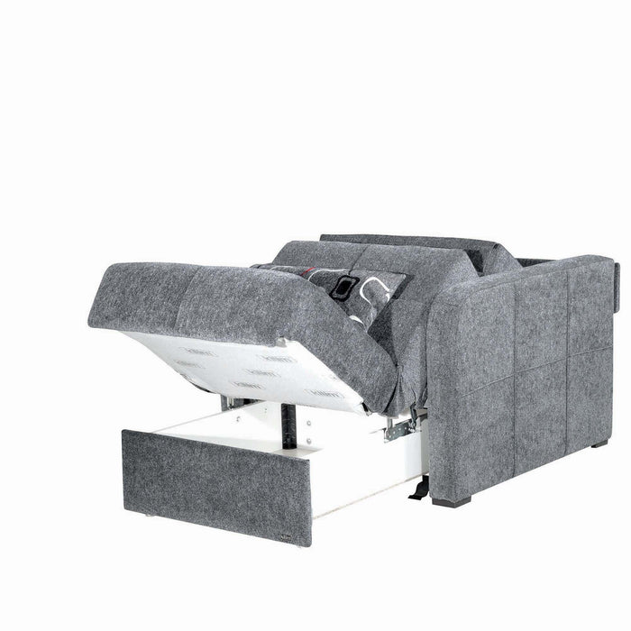 Ottomanson Ferra Fashion Collection Upholstered Convertible Armchair with Storage