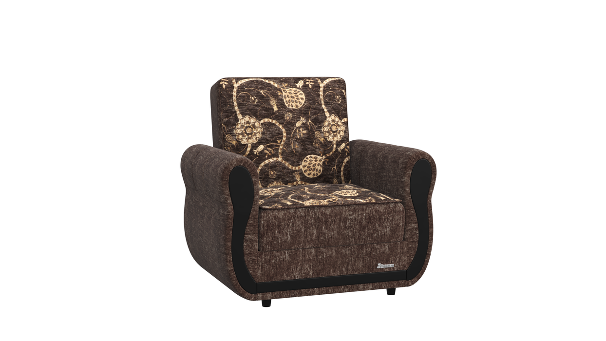 Ottomanson Havana Collection Upholstered Convertible Armchair with Storage
