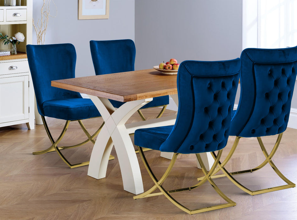 Ottomanson Royal Collection Upholstered Gold Legged Dining Chair, Set of 2 - Home And Beyond