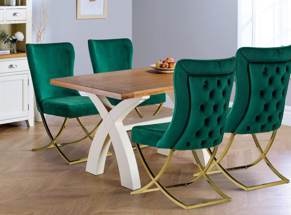 Ottomanson Royal Collection Upholstered Gold Legged Dining Chair, Set of 2 - Home And Beyond