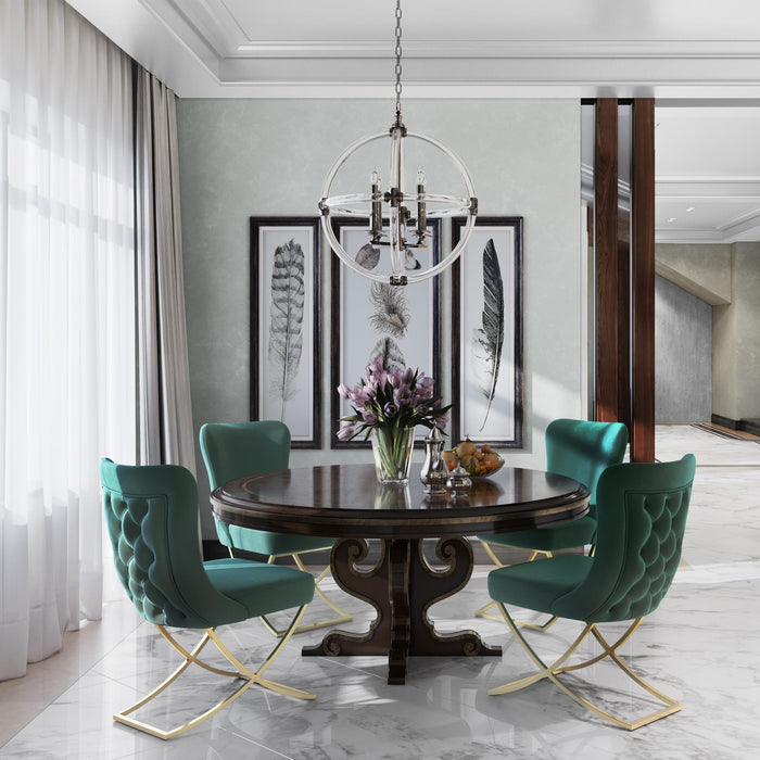 Ottomanson Royal Collection Upholstered Gold Legged Dining Chair, Set of 2 - Home And Beyond