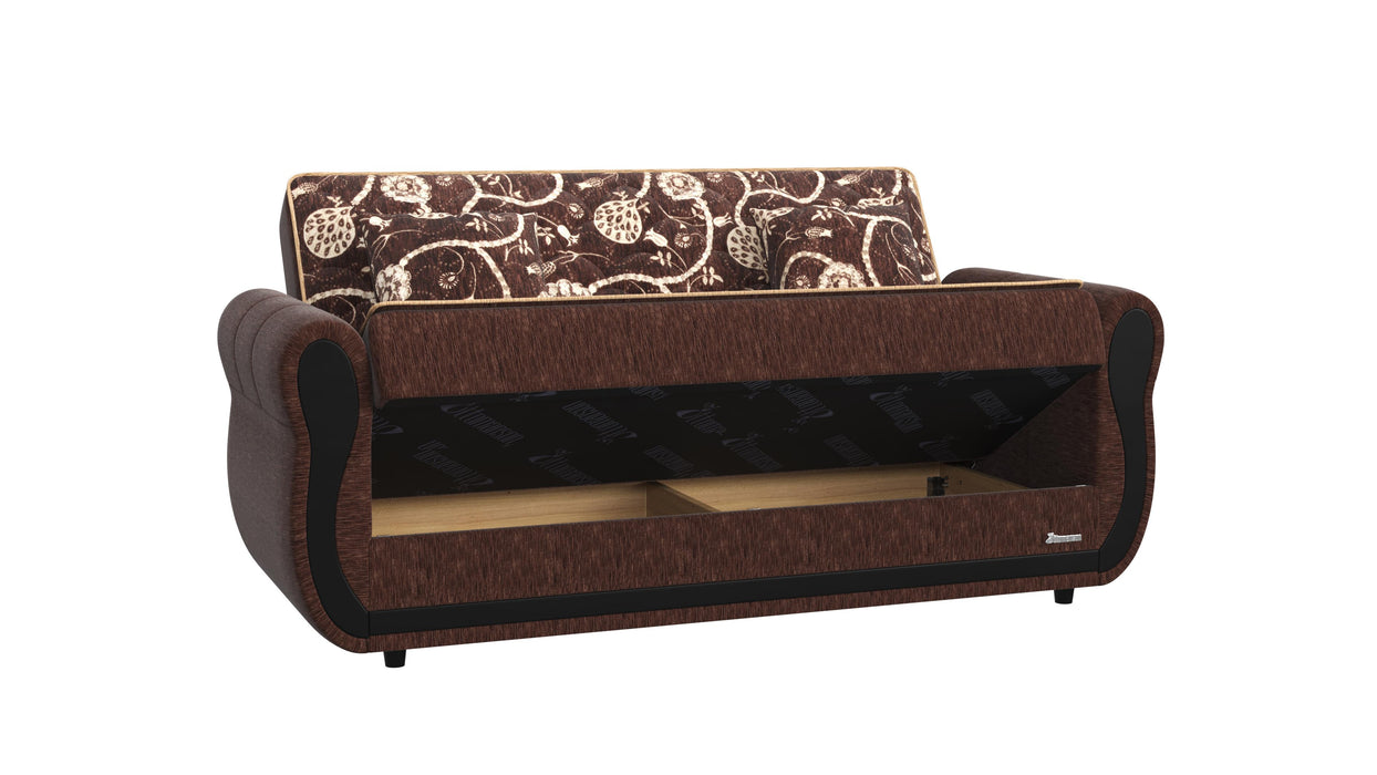 Ottomanson Havana Collection Upholstered Convertible Loveseat with Storage