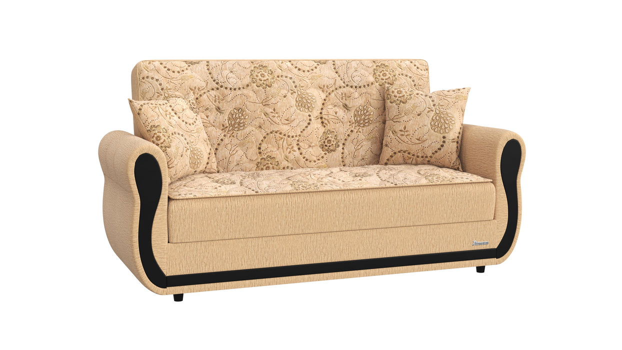 Ottomanson Havana Collection Upholstered Convertible Loveseat with Storage