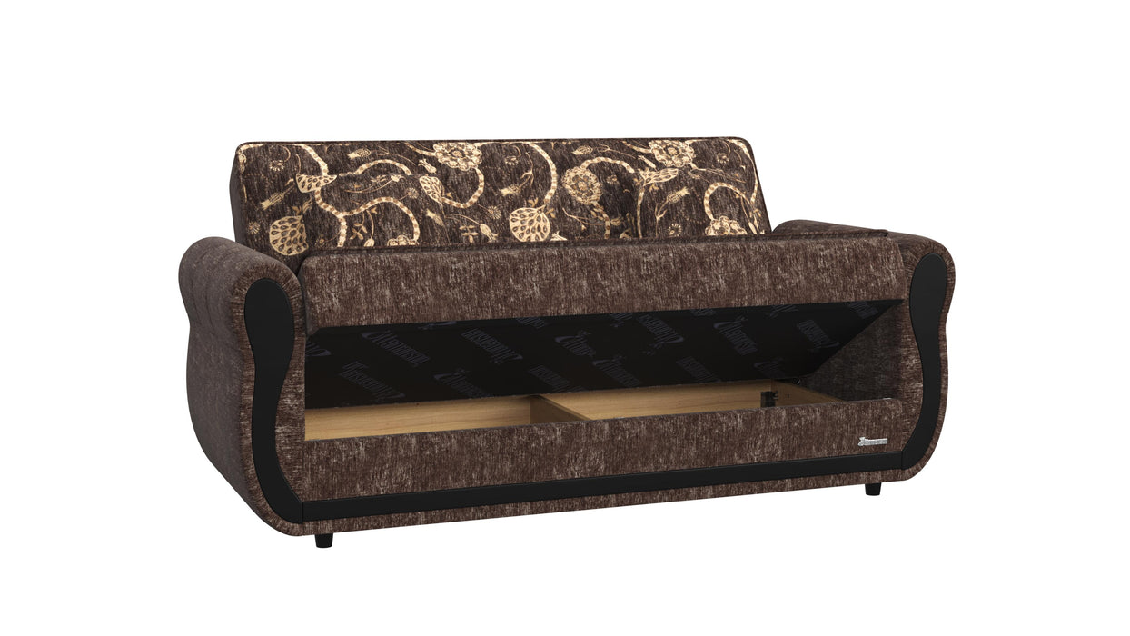 Ottomanson Havana Collection Upholstered Convertible Loveseat with Storage