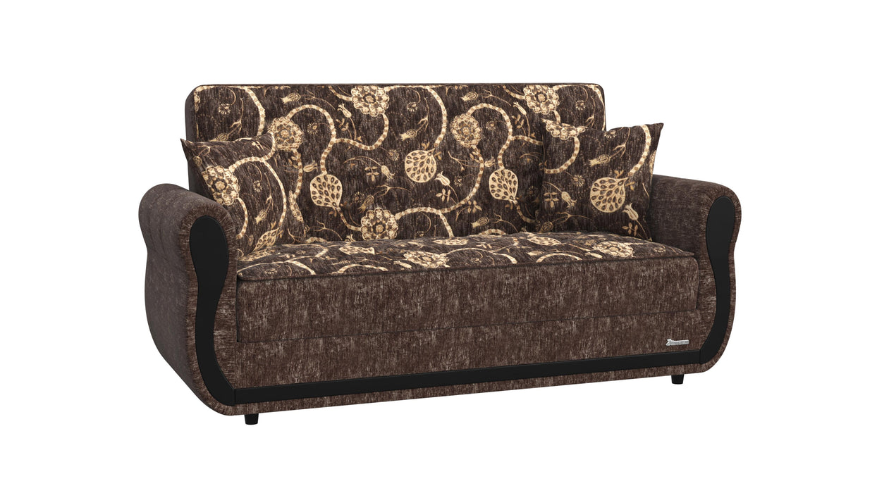 Ottomanson Havana Collection Upholstered Convertible Loveseat with Storage