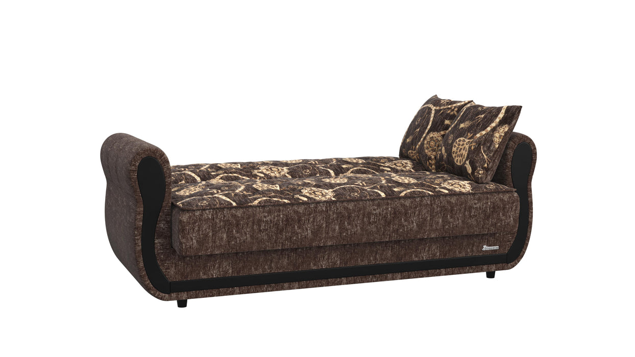 Ottomanson Havana Collection Upholstered Convertible Loveseat with Storage