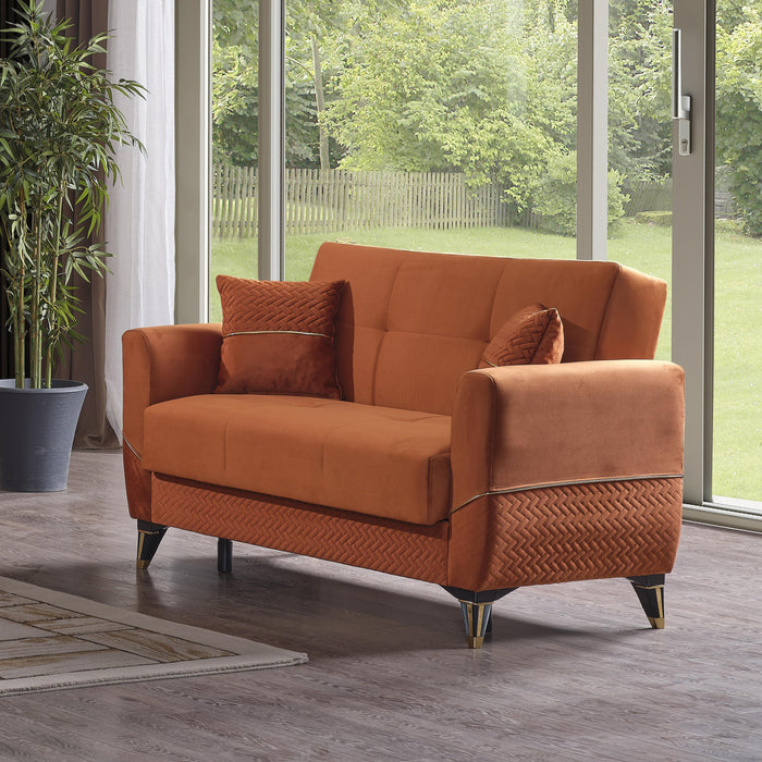 Ottomanson Samba Collection Upholstered Convertible Loveseat with Storage