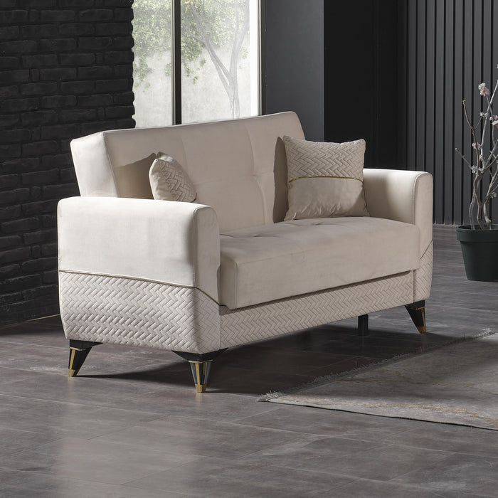 Ottomanson Samba Collection Upholstered Convertible Loveseat with Storage