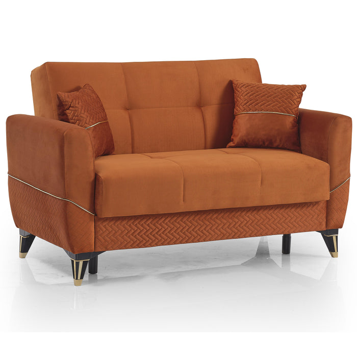 Ottomanson Samba Collection Upholstered Convertible Loveseat with Storage