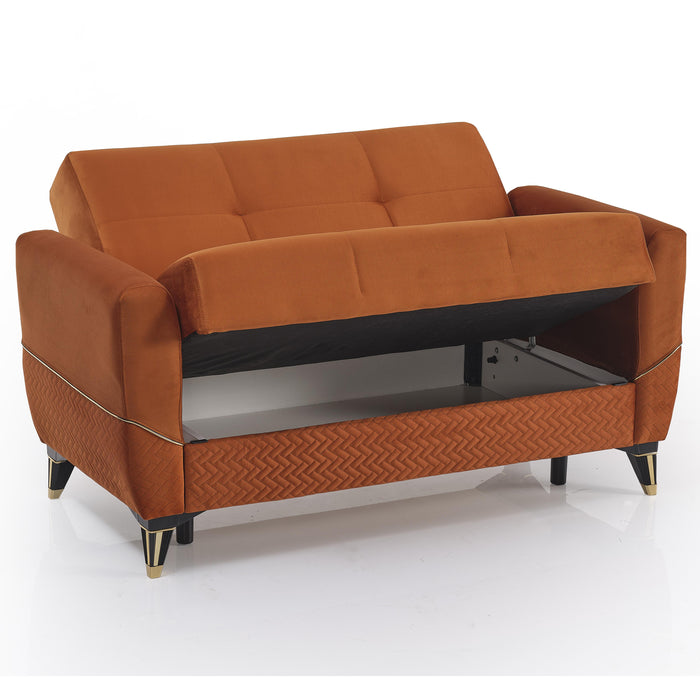 Ottomanson Samba Collection Upholstered Convertible Loveseat with Storage
