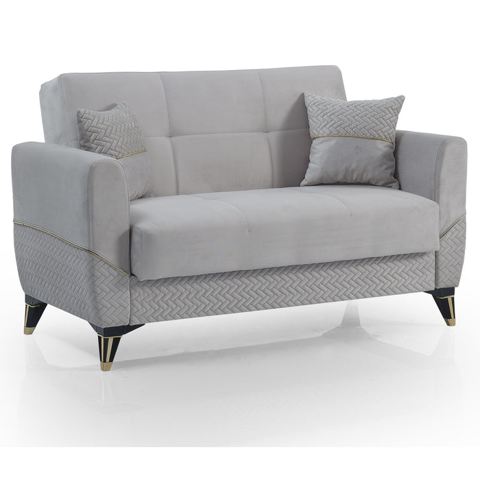 Ottomanson Samba Collection Upholstered Convertible Loveseat with Storage