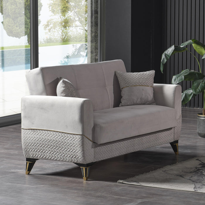 Ottomanson Samba Collection Upholstered Convertible Loveseat with Storage