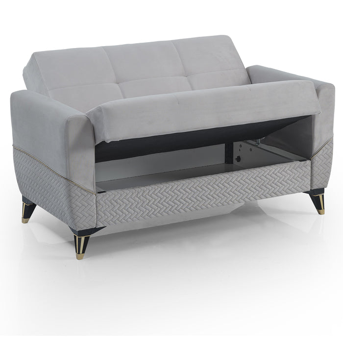 Ottomanson Samba Collection Upholstered Convertible Loveseat with Storage