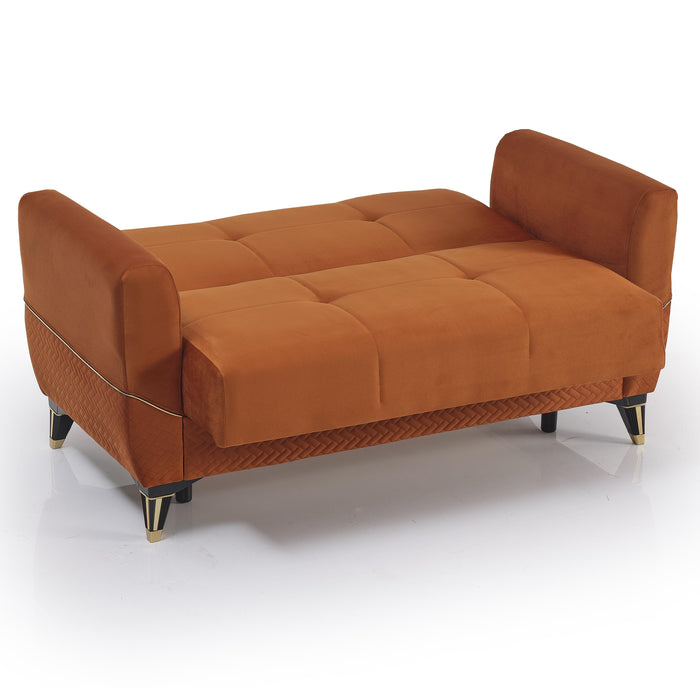 Ottomanson Samba Collection Upholstered Convertible Loveseat with Storage