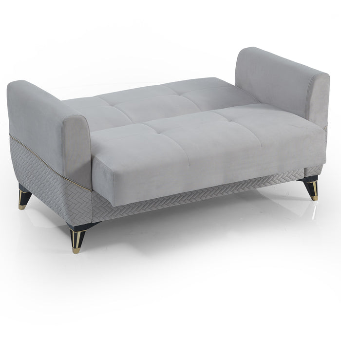 Ottomanson Samba Collection Upholstered Convertible Loveseat with Storage