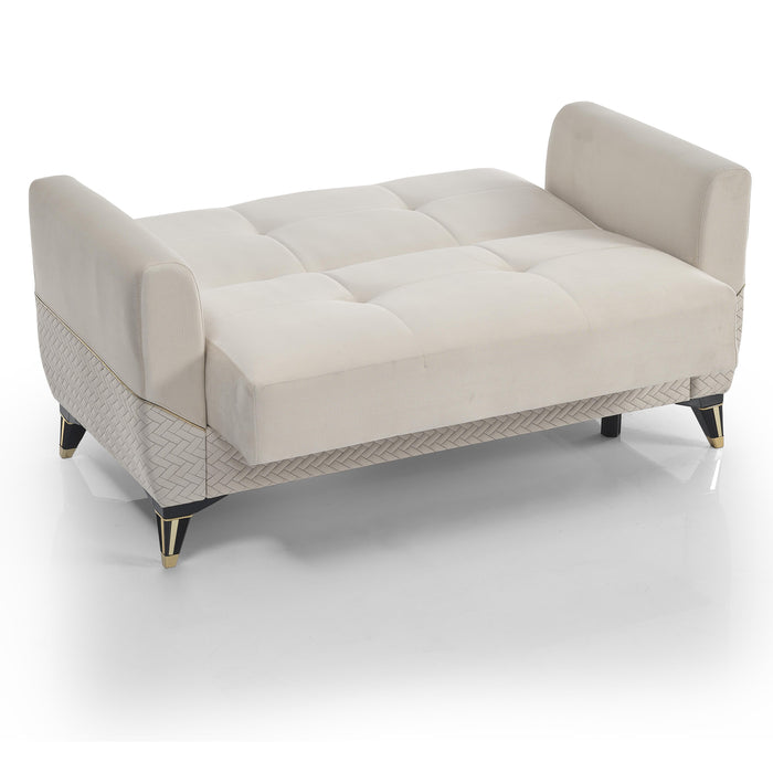 Ottomanson Samba Collection Upholstered Convertible Loveseat with Storage