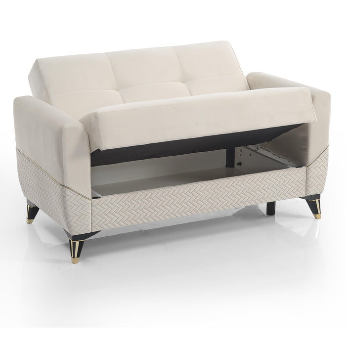 Ottomanson Samba Collection Upholstered Convertible Loveseat with Storage