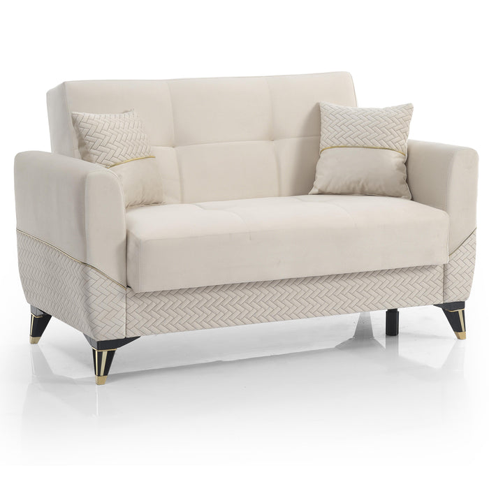 Ottomanson Samba Collection Upholstered Convertible Loveseat with Storage