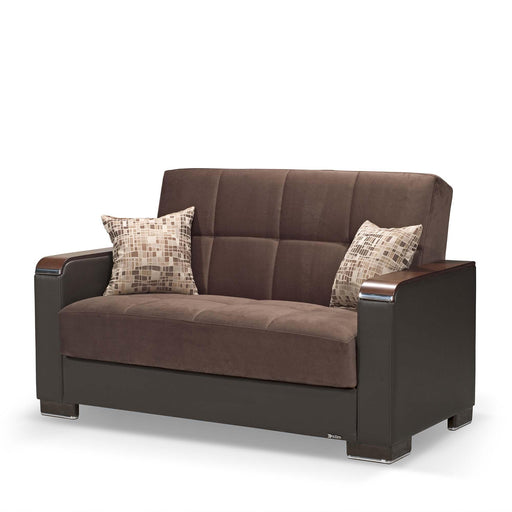 Ottomanson Armada X Collection Upholstered Convertible Wood Trimmed Loveseat with Storage image