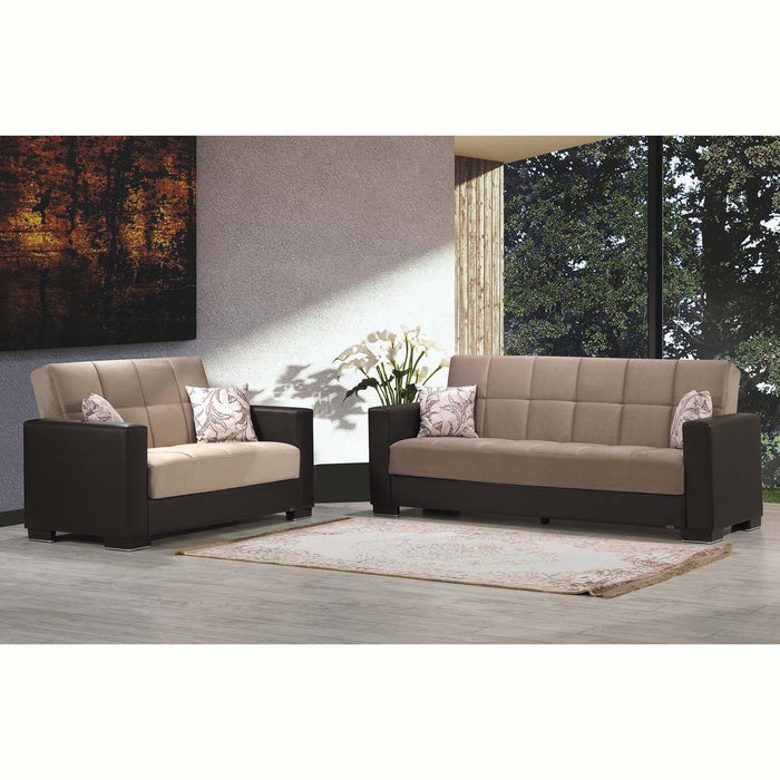 Ottomanson Armada Collection Upholstered Convertible Loveseat with Storage - Home And Beyond