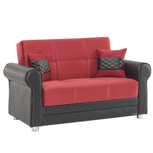 Ottomanson Avalon Collection Upholstered Convertible Loveseat with Storage, Burgundy image