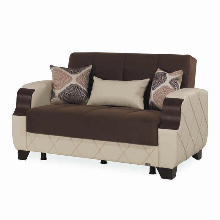 Ottomanson Molina Collection Upholstered Convertible Loveseat with Storage