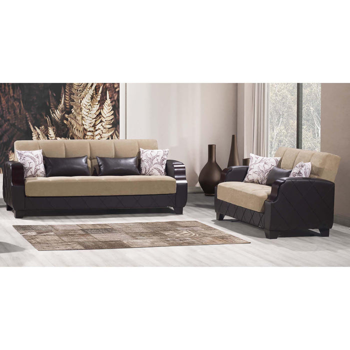 Ottomanson Molina Collection Upholstered Convertible Loveseat with Storage