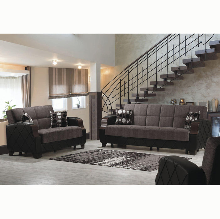 Ottomanson Molina Collection Upholstered Convertible Loveseat with Storage
