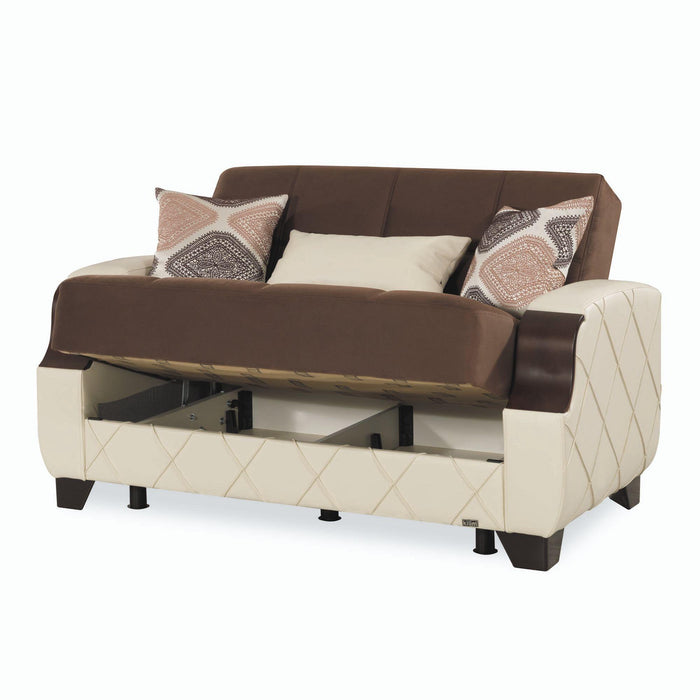 Ottomanson Molina Collection Upholstered Convertible Loveseat with Storage