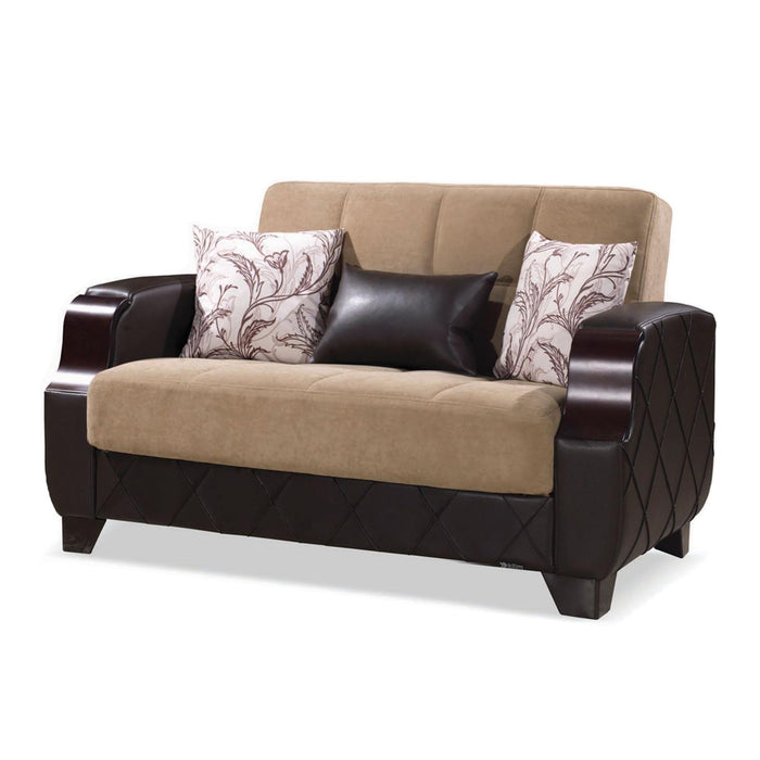 Ottomanson Molina Collection Upholstered Convertible Loveseat with Storage