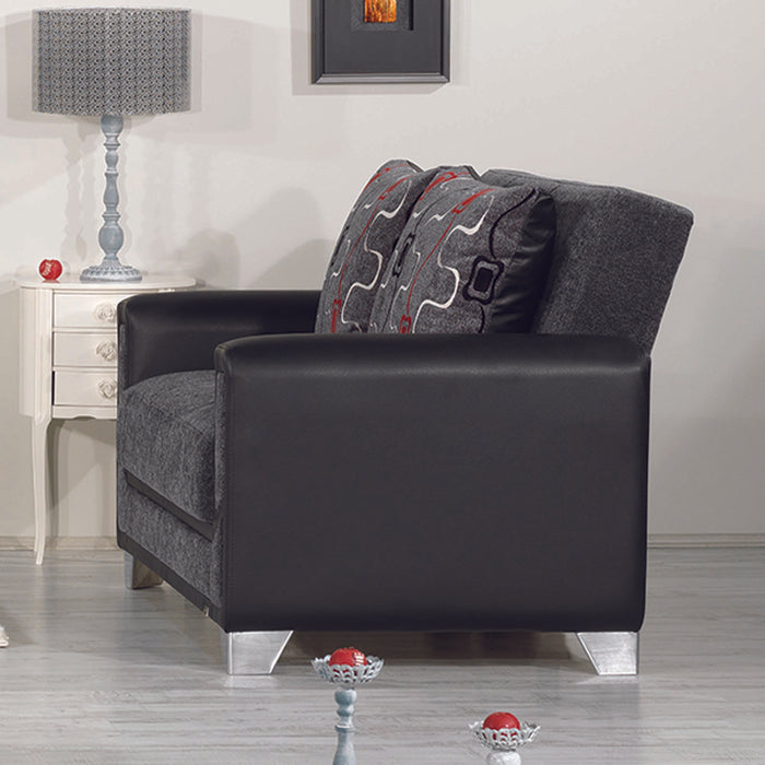 Ottomanson Mondo Modern Collection Upholstered Convertible Loveseat with Storage