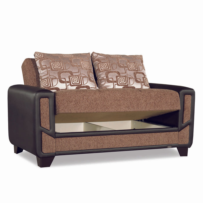 Ottomanson Mondo Modern Collection Upholstered Convertible Loveseat with Storage